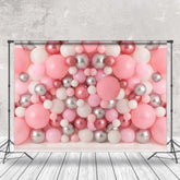 Lofaris Pink Silver Ocean Ball Birthday Cake Smash Backdrop